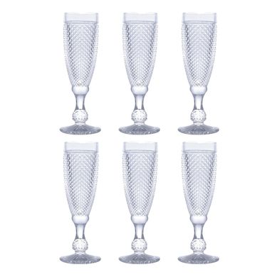 Kit com 6 Taas de Vidro para Champagne Bico de Jaca 185ml Transparente