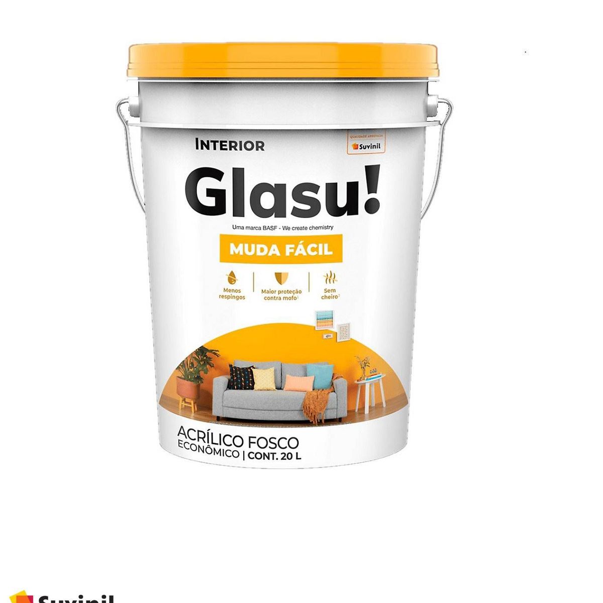 Tinta Acrílica Econômica Glasu Muda Fácil 20L Branco, marca Suvinil - Foto 2