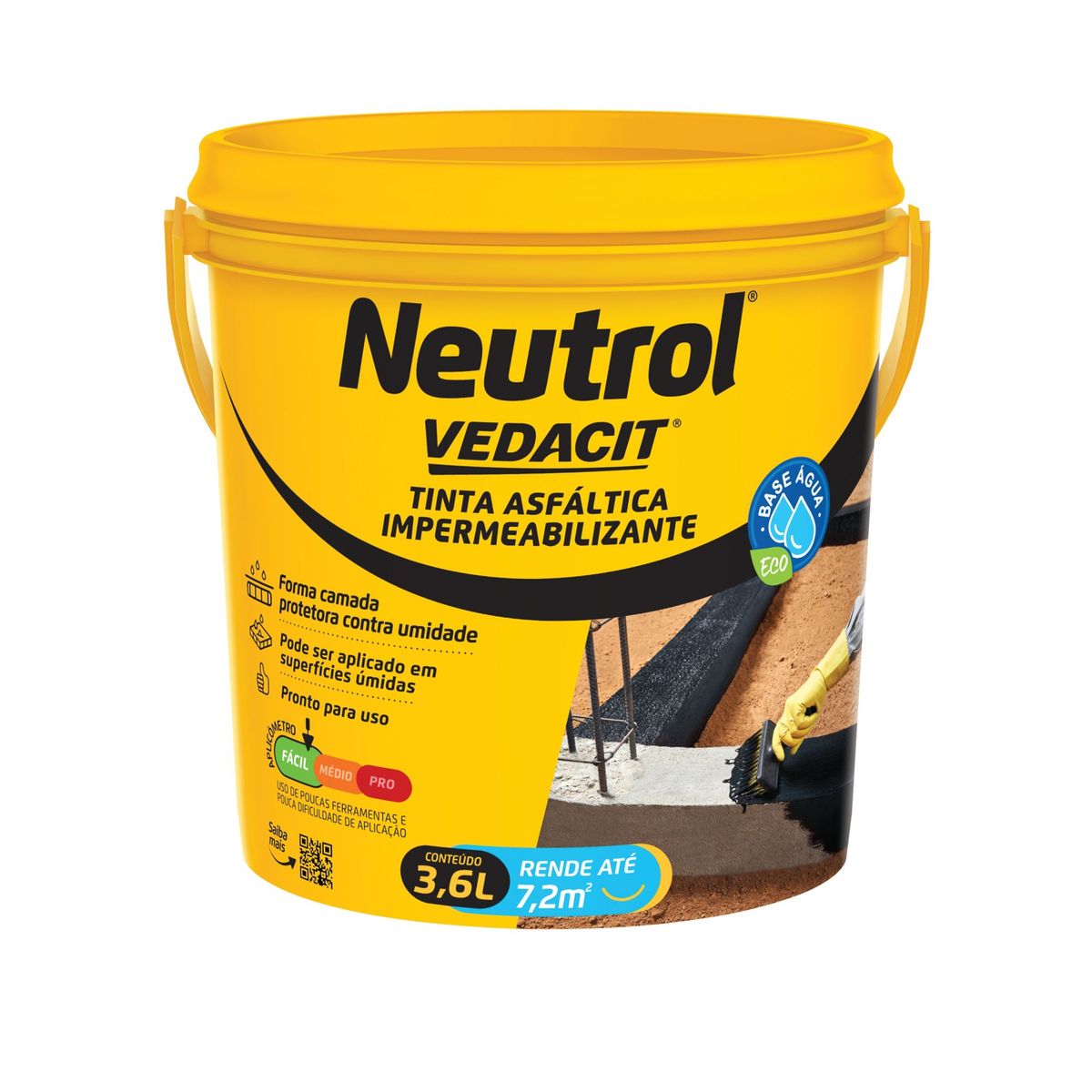 Pintura Asfáltica Neutrol Água Galão 3,6 Litros, marca Vedacit - Foto Principal