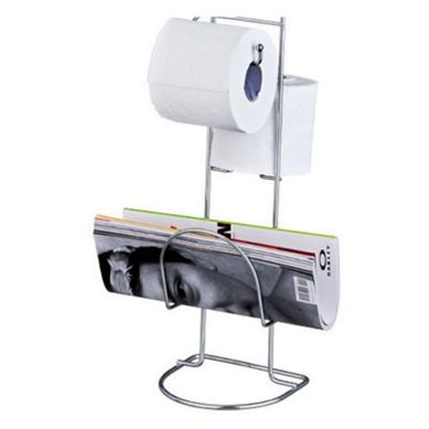Suporte para Rolo de Papel Higinico com Revisteiro Cromado