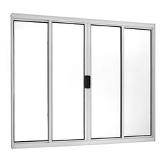 Janela de Correr Alumínio Branco 4 Folhas Central 100x150x5cm Ecosul
