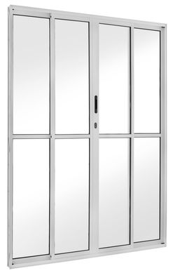 Porta de Correr Alumnio Branco 4 Folhas Central 210x200x11,5cm Ecosul