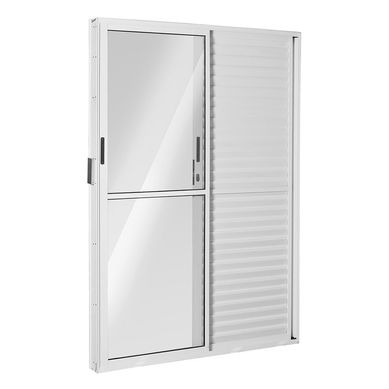 Porta Balco Veneziana de Correr Alumnio Branco 3 Folhas Esquerda 210x150x11,5cm Ecosul