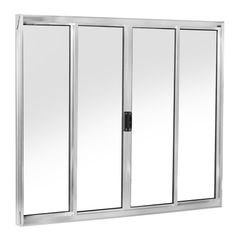 Janela de Correr Alumínio Brilhante 4 Folhas Central 100x200x5cm Ecosul