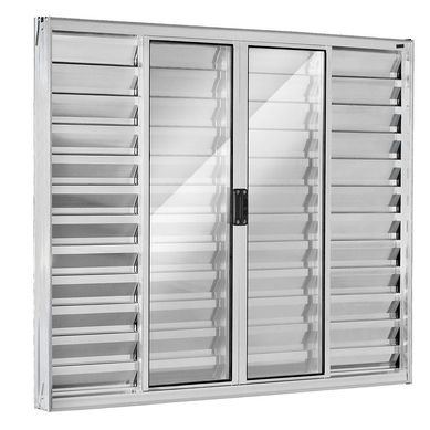 Janela Veneziana Alumnio Brilhante 6 Folhas Central 100x200x8cm Ecosul