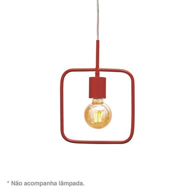 Pendente Aramado Quadrado 60W Bivolt Vermelho