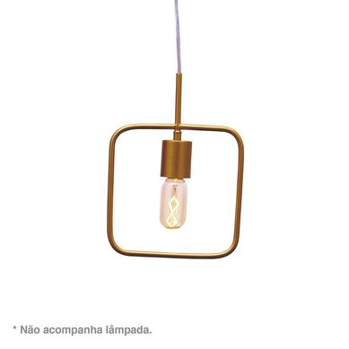 Pendente Aramado Quadrado 60W Bivolt Dourado