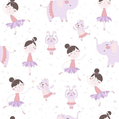 Papel de Parede Bailarina 52x100 cm Rosa e Branco Bobinex