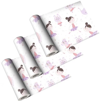 Kit com 3 Papeis de Parede Bailarina 52x100 cm Rosa e Branco Bobinex