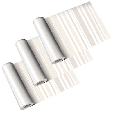 Kit com 3 Rolos Papel de Parede Listra 52x100cm Bege