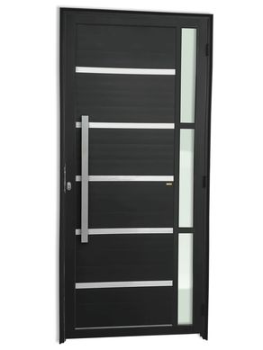Porta Lambri e Friso e Visor Alumnio Preto Esquerda 210x90x4,6cm Miraggio
