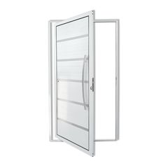 Porta Pivotante e Friso Alumínio Branco Direita 210x120x4,6cm Premium