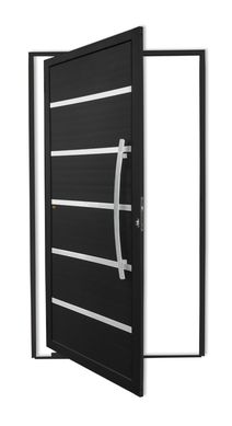 Porta Pivotante e Friso Alumnio Preto Direita 210x120x4,6cm Premium