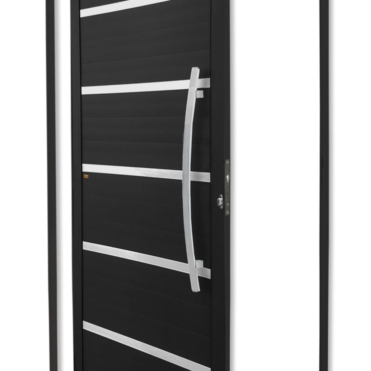 Porta Pivotante e Friso Alumínio Preto Direita 210x120x4,6cm Premium, marca Brimak - Foto Principal