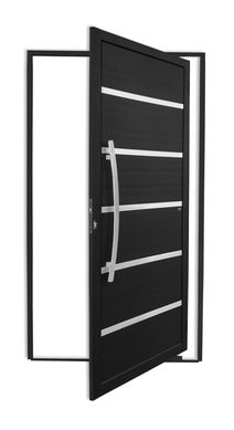 Porta Pivotante e Friso Alumnio Preto Esquerda 210x120x4,6cm Premium