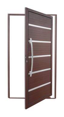 Porta Pivotante e Friso Alumnio Corten Esquerda 210x120x4,6cm Premium