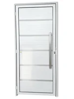 Porta Lambri Vidro e Friso Alumínio Branco Direita 210x90x4,6cm Premium
