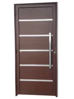 Porta Lambri Vidro e Friso Alumínio Corten Direita 210x90x4,6cm Premium