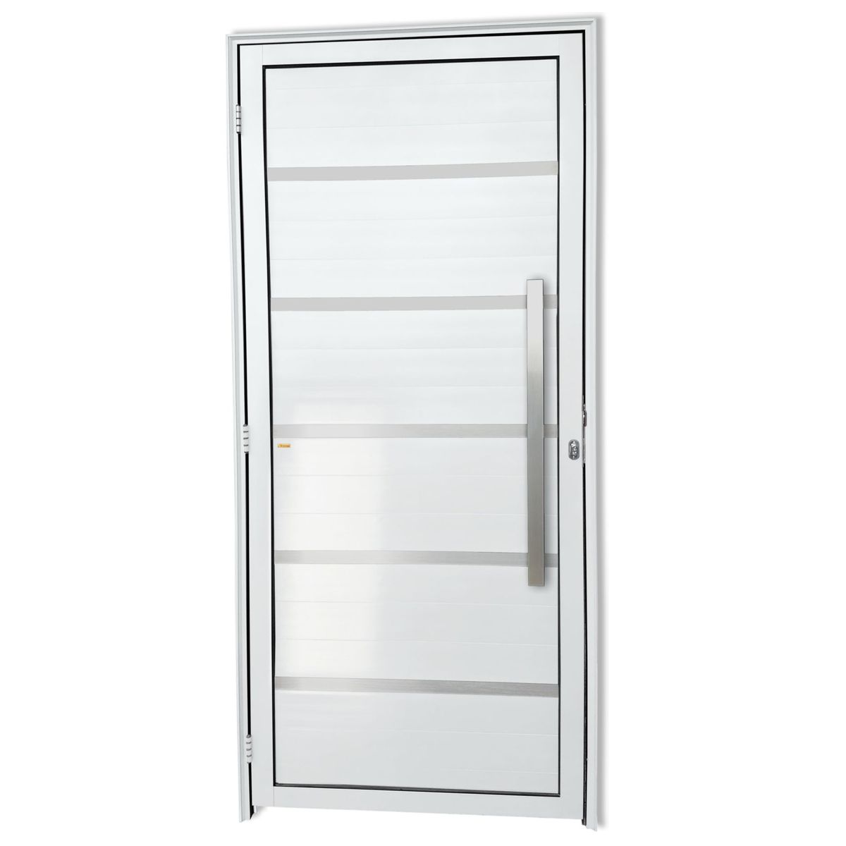Porta Lambri Vidro e Friso Alumínio Branco Direita 210x100x4,6cm Premium, marca Brimak - Foto Principal