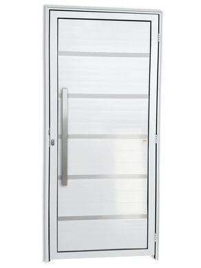 Porta Lambri Vidro e Friso Alumnio Branco Esquerda 210x100x4,6cm Premium