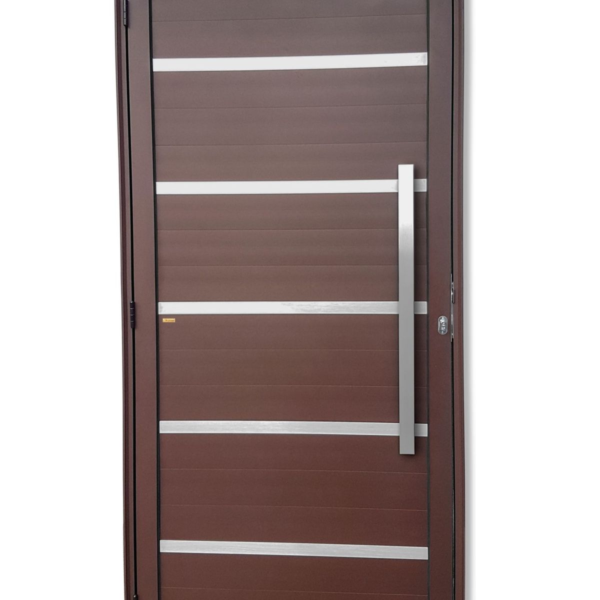 Porta Lambri Vidro e Friso Alumínio Corten Direita 210x100x4,6cm Premium, marca Brimak - Foto Principal