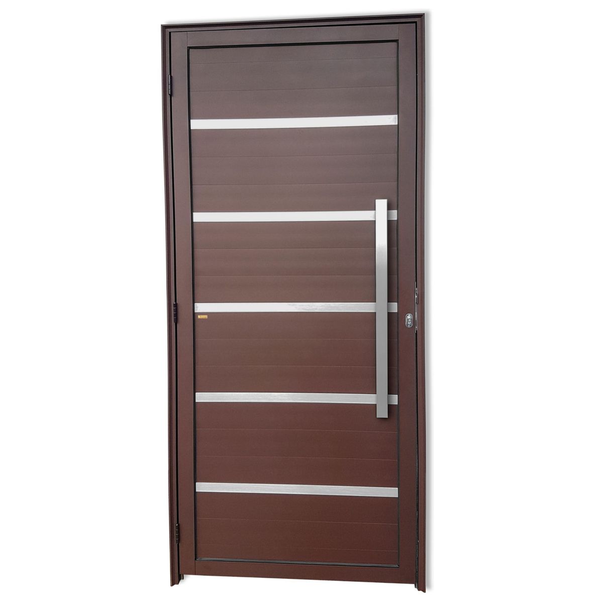 Porta Lambri Vidro e Friso Alumínio Corten Direita 210x100x4,6cm Premium, marca Brimak - Foto Principal