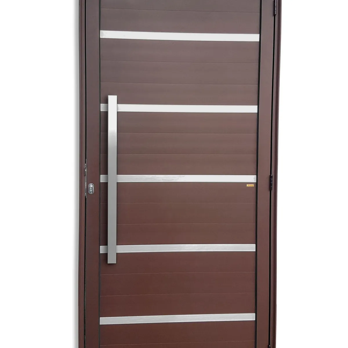 Porta Lambri Vidro e Friso Alumínio Corten Esquerda 210x100x4,6cm Premium, marca Brimak - Foto Principal