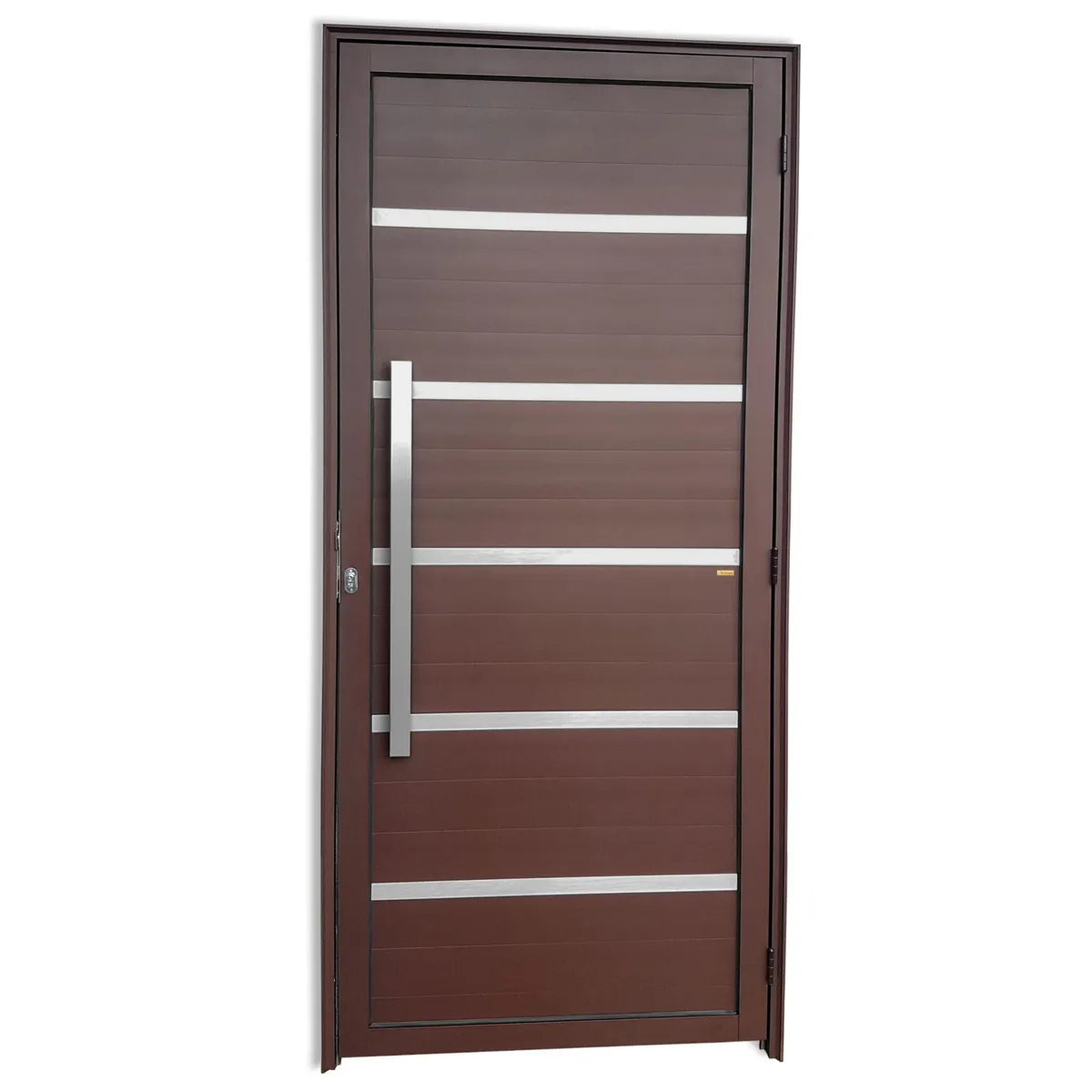 Porta Lambri Vidro e Friso Alumínio Corten Esquerda 210x100x4,6cm Premium, marca Brimak - Foto Principal