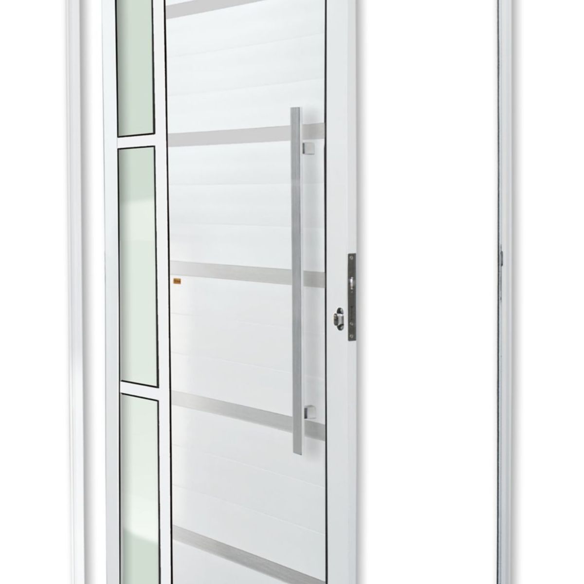 Porta Pivotante e Friso e Visor Alumínio Branco Direita 210x100x4,6cm Miraggio, marca Brimak - Foto Principal