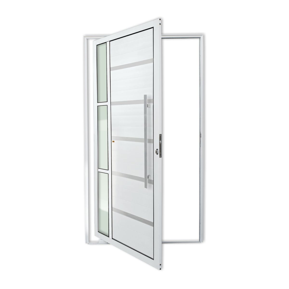Porta Pivotante e Friso e Visor Alumínio Branco Direita 210x100x4,6cm Miraggio, marca Brimak - Foto Principal