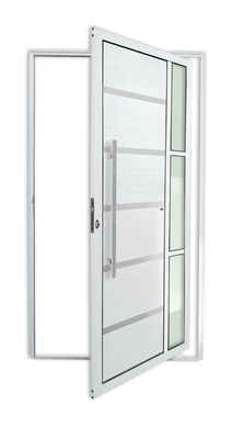 Porta Pivotante e Friso e Visor Alumnio Branco Esquerda 210x100x4,6cm Miraggio