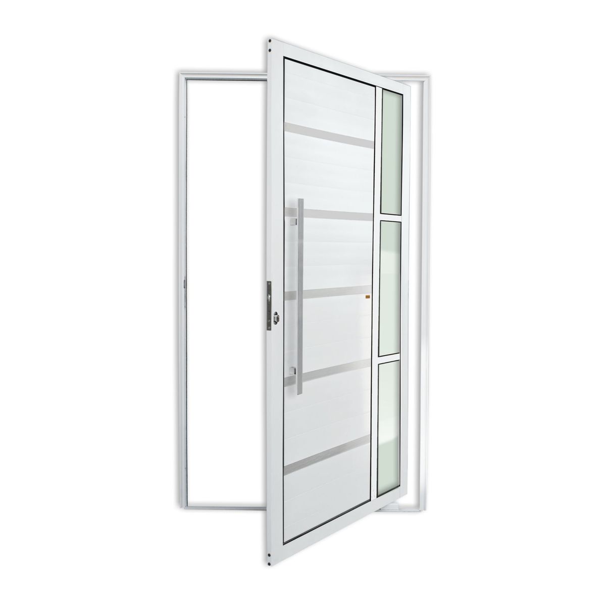 Porta Pivotante e Friso e Visor Alumínio Branco Esquerda 210x100x4,6cm Miraggio, marca Brimak - Foto Principal