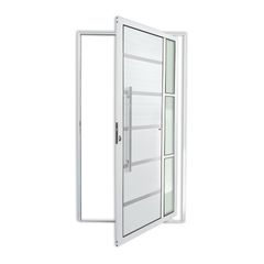 Porta Pivotante e Friso e Visor Alumínio Branco Esquerda 210x100x4,6cm Miraggio