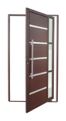 Porta Pivotante e Friso e Visor Alumnio Corten Esquerda 210x100x4,6cm Miraggio