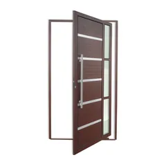 Porta Pivotante e Friso e Visor Alumínio Corten Esquerda 210x100x4,6cm Miraggio