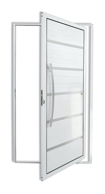 Porta Pivotante e Friso Alumnio Branco Esquerda 210x100x4,6cm Premium