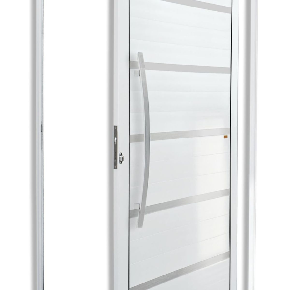 Porta Pivotante e Friso Alumínio Branco Esquerda 210x100x4,6cm Premium, marca Brimak - Foto Principal
