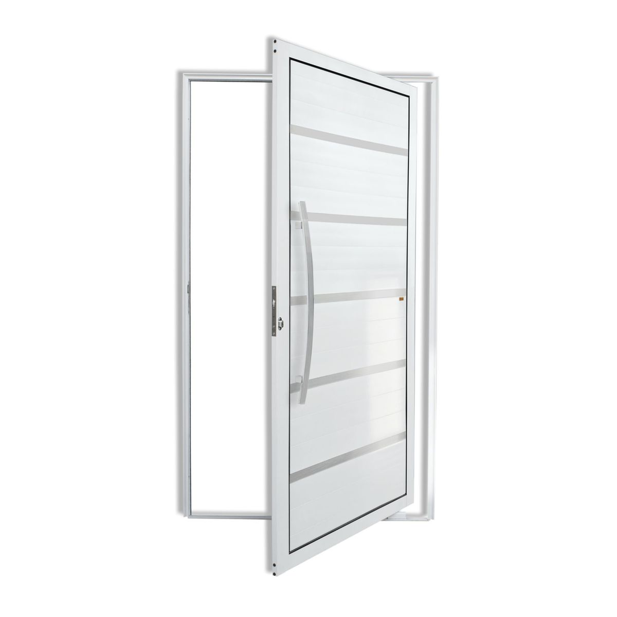 Porta Pivotante e Friso Alumínio Branco Esquerda 210x100x4,6cm Premium, marca Brimak - Foto Principal