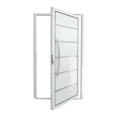 Porta Pivotante e Friso Alumínio Branco Esquerda 210x100x4,6cm Premium
