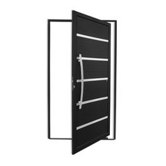 Porta Pivotante e Friso Alumínio Preto Esquerda 210x100x4,6cm Premium