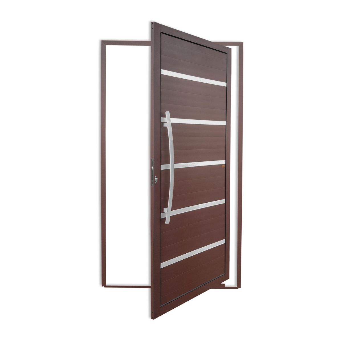 Porta Pivotante e Friso Alumínio Corten Esquerda 210x100x4,6cm Premium, marca Brimak - Foto Principal