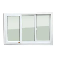 Janela de Correr PVC Branco 3 Folhas Móveis 100x150x11cm Itec