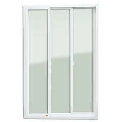 Porta de Correr PVC Branco 3 Folhas Móveis 210x240x11cm Itec