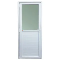 Porta Lambri e Meio Vidro PVC Branco Direita 216x80x6cm Itec