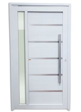 Porta Pivotante e Friso e Visor PVC Branco Direita 216x100x6cm Miraggio