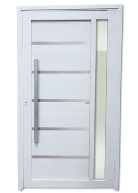 Porta Pivotante e Friso e Visor PVC Branco Esquerda 216x100x6cm Miraggio