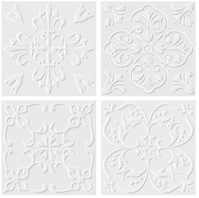 Revestimento Decorado Artsy Floral White Acetinado 20x20cm