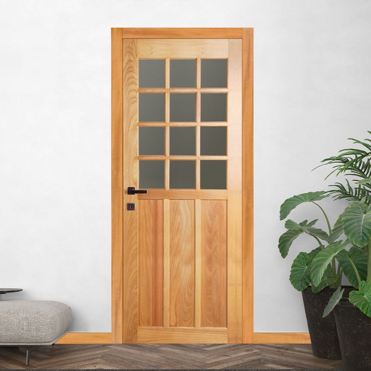 Porta Montada de Giro Madeira Macica Tauari Natural Esquerda 213x87,5x14cm Veneza Wood Glass, marca Mapaf - Foto 2