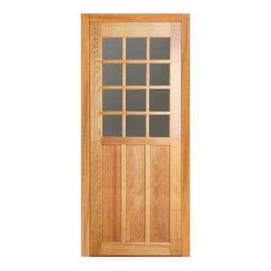 Porta Montada de Giro Madeira Macica Tauari Natural Direita 213x87,5x14cm Veneza Wood Glass