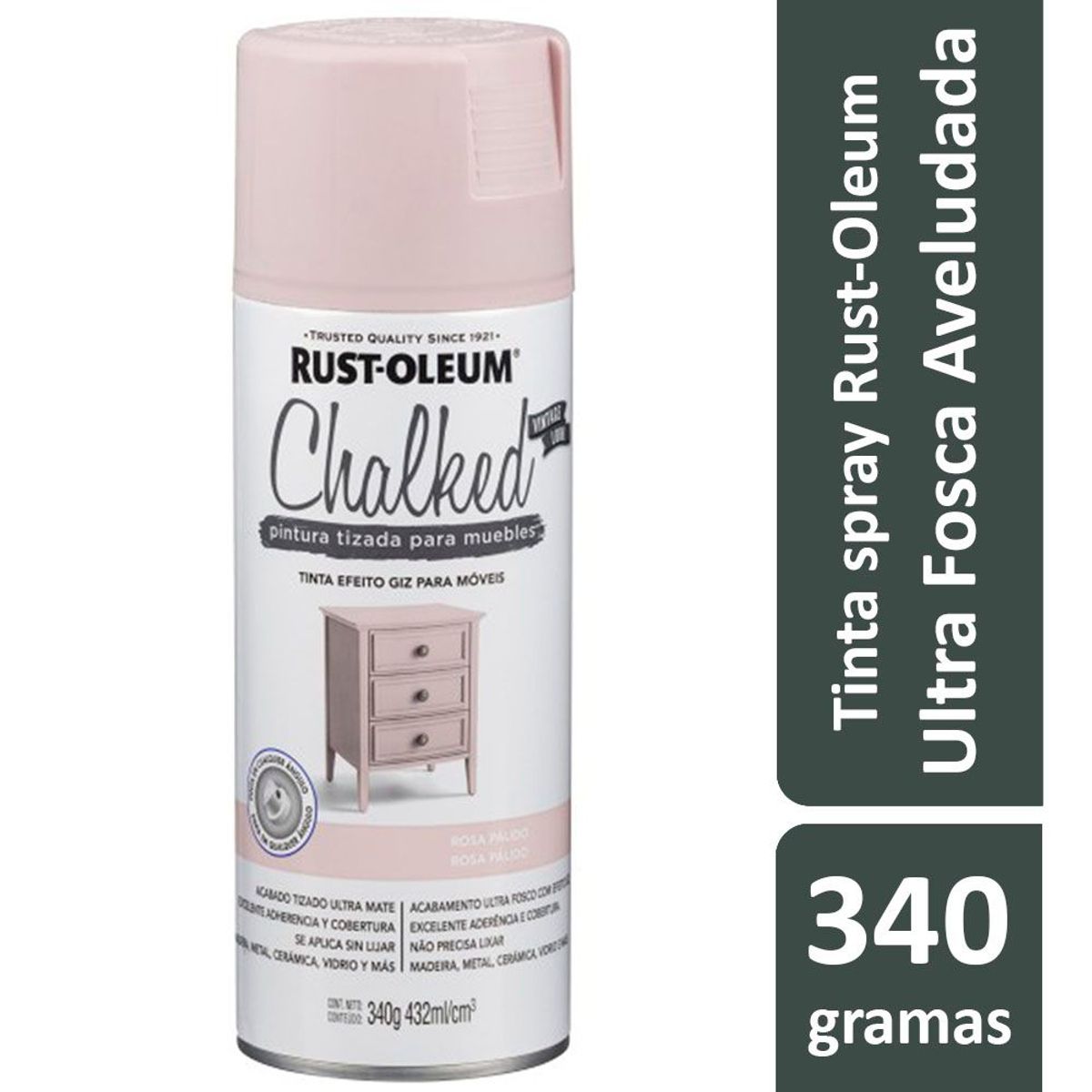 Tinta Spray Chalked 340G Efeito Giz/Aveludado Ultra Fosco Rosa Pálido Rust-Oleum, marca Rust-Oleum - Foto Principal